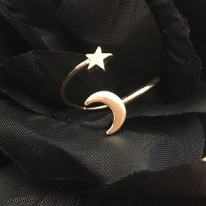 Dainty Star and Moon Accent Ring
